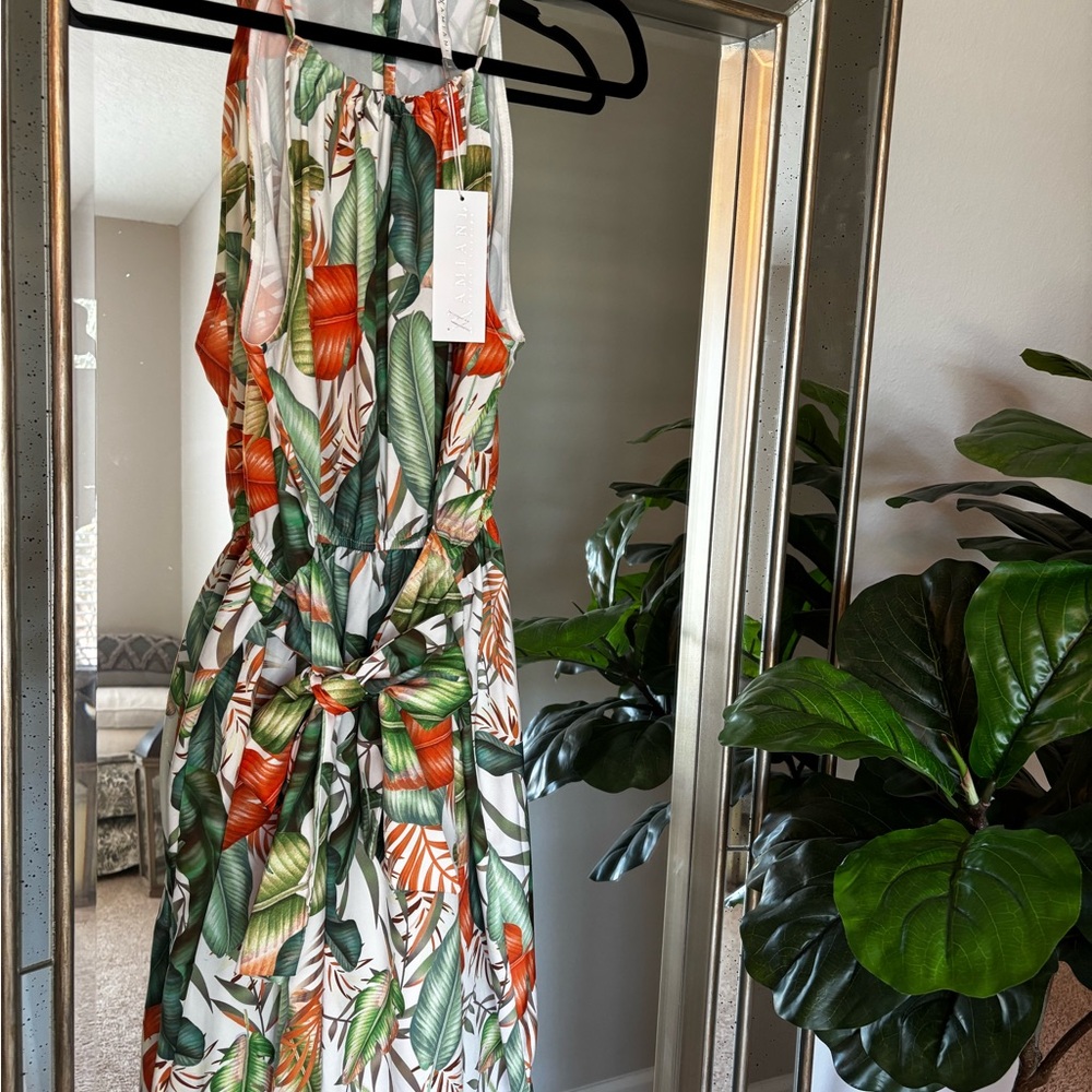🌴 Amiani Resort Wear Tropical Leaf Print Dress